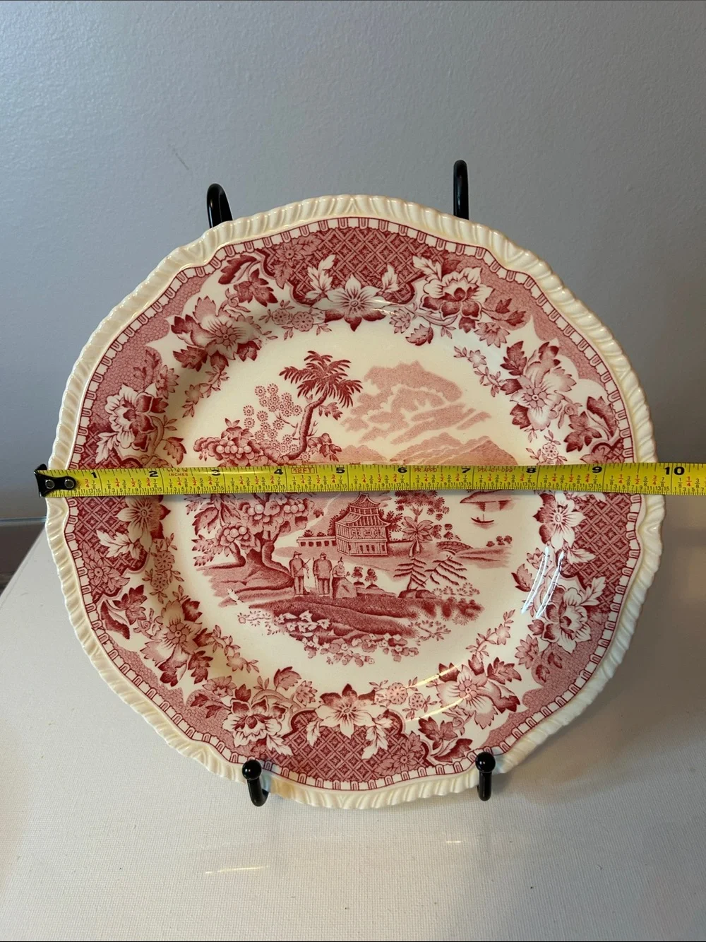 Vintage Red Transferware Decorative Dinner Plate England